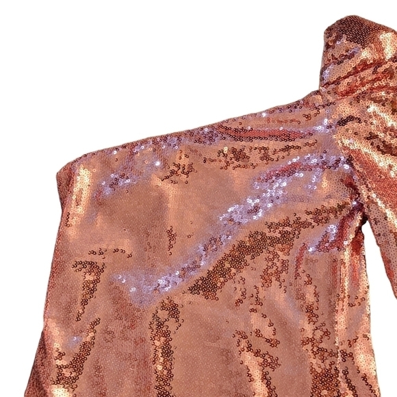 Majorelle Darwin Pink Sequin One Shoulder Sleeve Mini Dress - Picture 5 of 8